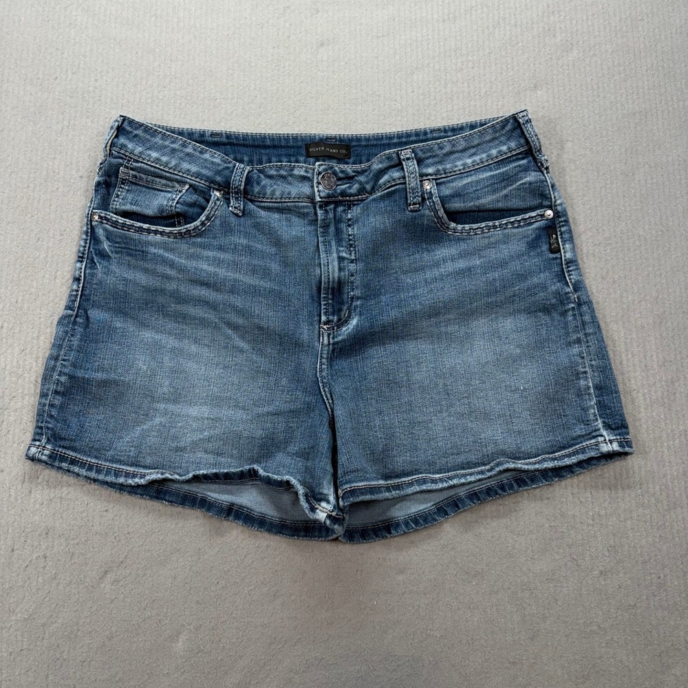Silver Jeans Co Avery Denim Shorts Womens 36 Blue High Rise Frayed Hem